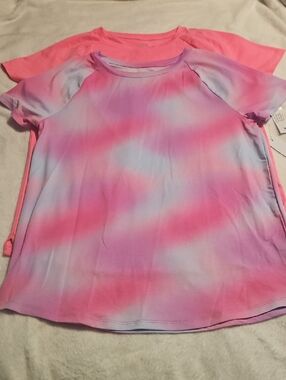 NWT Girls Athletic Works Hot Pink and Tye Dye Short Sleeve Tee's